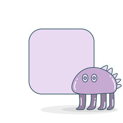 blank note board with monster vector illustration