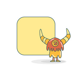 blank note board with monster vector illustration