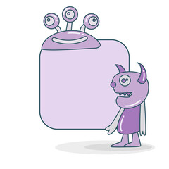 blank note board with monster vector illustration