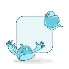 blank note board with monster vector illustration