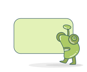 blank note board with monster vector illustration