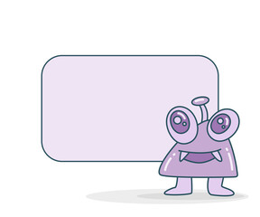 blank note board with monster vector illustration