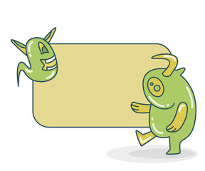 blank note board with monster vector illustration