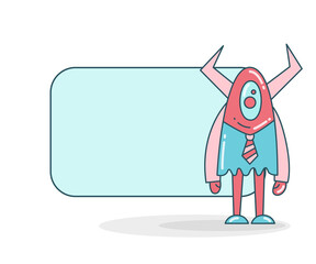 blank note board with monster vector illustration