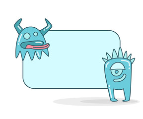 blank note board with monster vector illustration