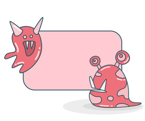 blank note board with monster vector illustration