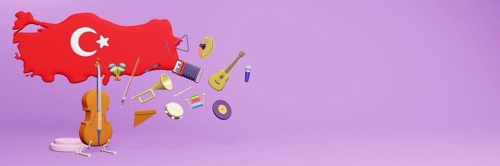 3d rendering of musical instrument usage and interest in Turkey 