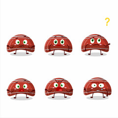 Cartoon character of curve red gummy candy with what expression