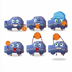 Talented blue car gummy candy cartoon character as a basketball athlete