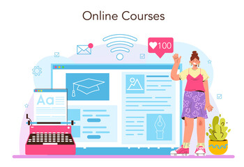 Copywriter online service or platform. Writing texts and layout designing