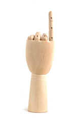 wooden hand on white background