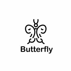 Simple butterfly logo, cute monoline illustration, suitable for clothing, cafe, and hijab businesses
