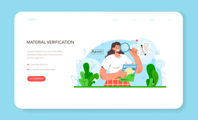 Obraz premium Publishing editor web banner or landing page. Journalist working