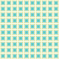 simple vector pixel art seamless pattern of cartoon fantasy blue flowers with green stumps