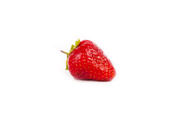red juicy strawberry berry isolated on white background
