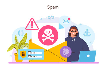 Hacker concept. Cyber attack, thief stealing personal data