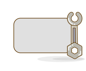 blank note board with wrench vector illustration