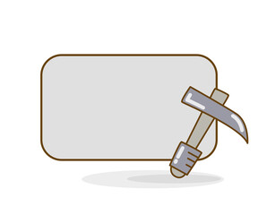 blank note board with mining axe vector illustration