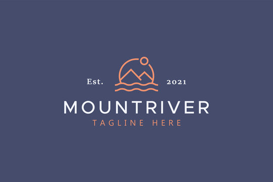 Mountain and River Simple Logo Template