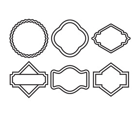 banner and label frame set line vector illustration