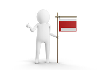 3D Man is Posing with Signs and Symbols