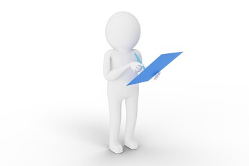 3D Man is Posing with Signs and Symbols