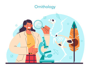 Obraz premium Ornithologist concept. Professional scientist studying birds species,