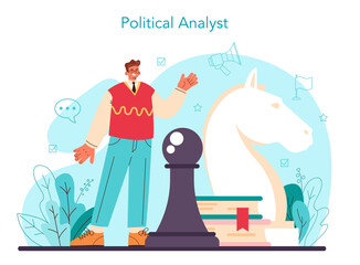 Political scientist concept. Studying of political ideas, institutions