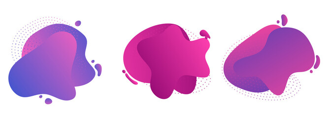 Set of purple abstract modern graphic elements. Gradient abstract banners with flowing liquid shapes. Dynamical colored forms and line. Template for the design of a logo, flyer or presentation