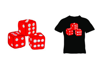 Red dice vector illustration, ready for printing on t-shirt, clothing, poster and other purposes. Prints.