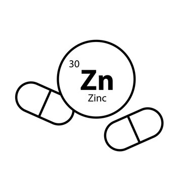 zinc capsules line icon, Zn mineral
