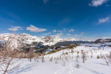 Pharaoh peaks and Egypt lake area covered in snow, Banff, Canada
