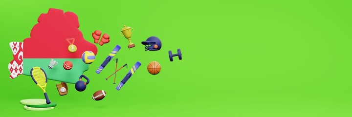 3d rendering of sports equipment in Belarus for website cover

