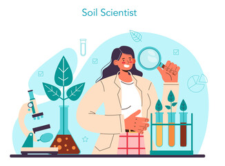 Soil science concept. Natural resource study, and chemical strucure