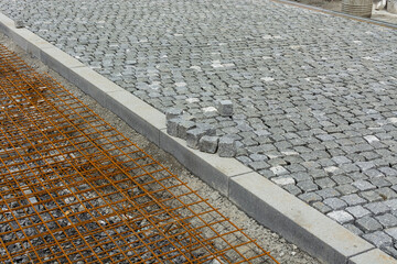 steel reinforcing, reinforcing mesh fabric, paving the streets