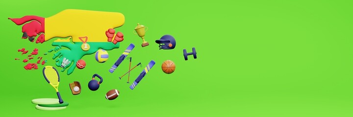 3d rendering of sports equipment in Guinea Bissau for website cover