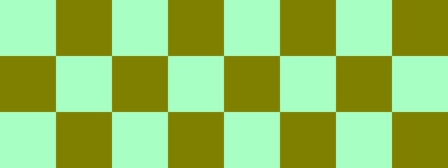 Checkerboard banner. Olive and Mint colors of checkerboard. Big squares, big cells. Chessboard, checkerboard texture. Squares pattern. Background.