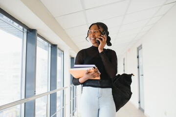 beautiful female african american university student portrait