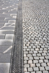stormwater channel, paving streets, roads and walkways with different paving