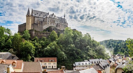 Vianden castle and village, Luxembourg - obrazy, fototapety, plakaty