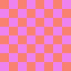 Checkerboard 8 by 8. Violet and Salmon colors of checkerboard. Chessboard, checkerboard texture. Squares pattern. Background.