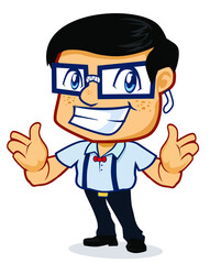 geek mascot cartoon in vector