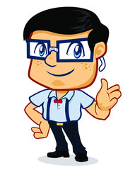 geek mascot cartoon in vector
