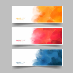 set of banners with hand paint watercolor background