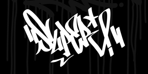 Abstract Urban Street Art Graffiti Style Hand Written Word Super Vector Illustration Art - obrazy, fototapety, plakaty