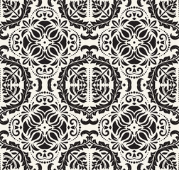 Classic seamless black and white pattern. Damask orient black and white ornament. Classic vintage background. Orient ornament for fabric, wallpaper and packaging