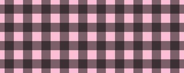Banner, plaid pattern. Pink on Black color. Tablecloth pattern. Texture. Seamless classic pattern background.