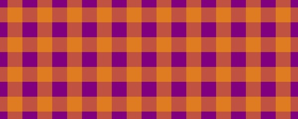 Banner, plaid pattern. Purple on Orange color. Tablecloth pattern. Texture. Seamless classic pattern background.