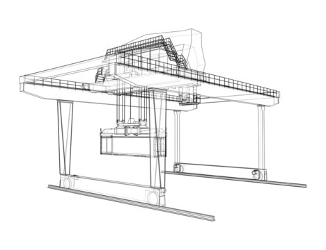 recommend clip art: Rail-mounted gantry container crane outline