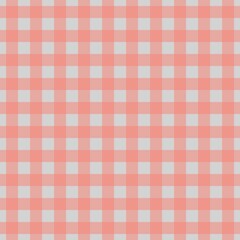 Plaid pattern. Light grey on Salmon color. Tablecloth pattern. Texture. Seamless classic pattern background.
